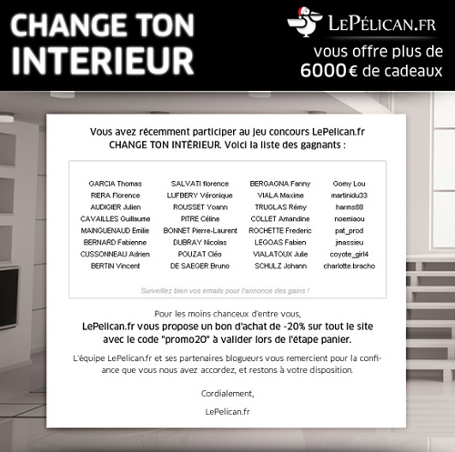 CONCOURS : Change ton interieur (Les Gagnants)