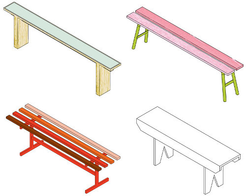 Banc hybride coloré par Raw Edges