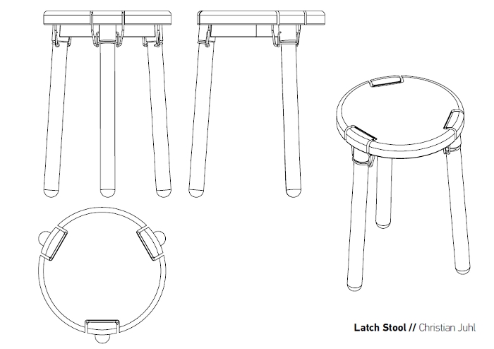 Latch Stool le tabouret par Christian Juhl