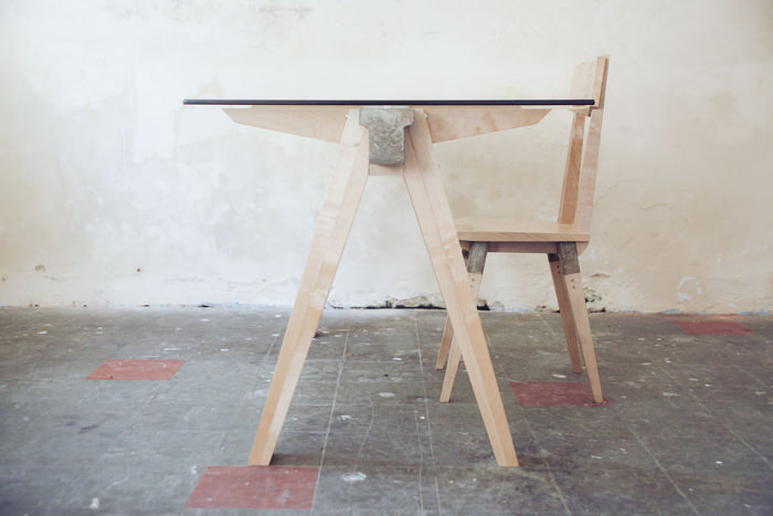 Beam Desk 2.0 le bureau bois béton verre par le Studio Temper