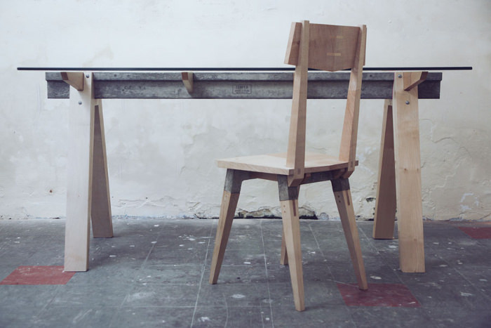 Beam Desk 2.0 le bureau bois béton verre par le Studio Temper