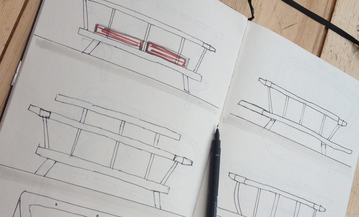 sketches croquis design fabrication banc