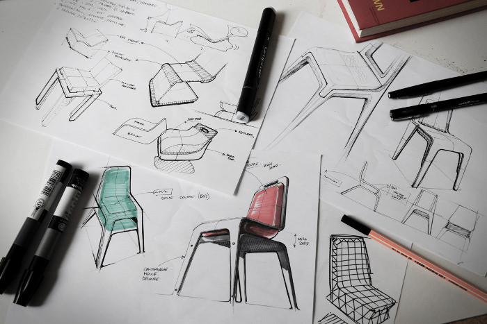 croquis design - Projet étudiant : Chaise Flexy par Léo Marzolf ISD Valenciennes