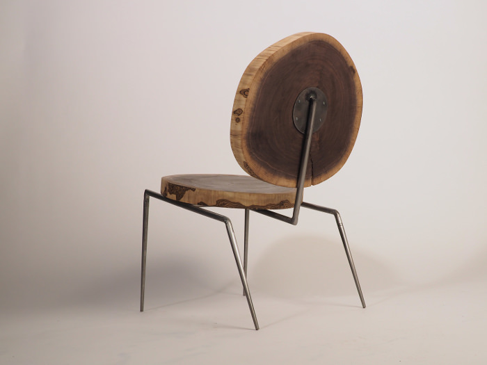 Walnut Steel Lounge Chair par Daniel Kaufman