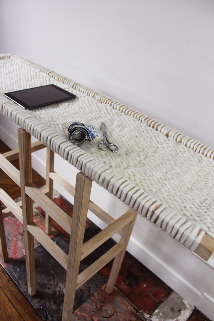 WOOL AND WOOD la console bois et laine par Amaury Poudray