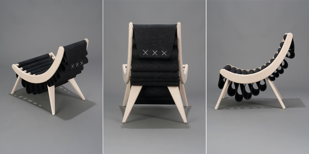 Oves Chair chaise bois et feutre par Brian Keyes