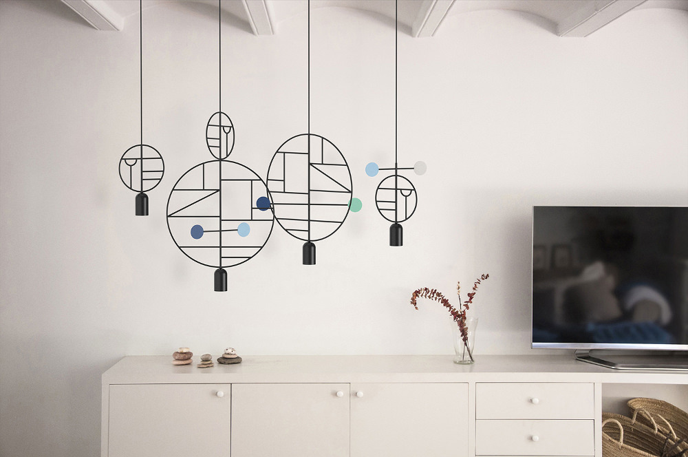 Lines & Dots suspension graphique par Goula/Figuera