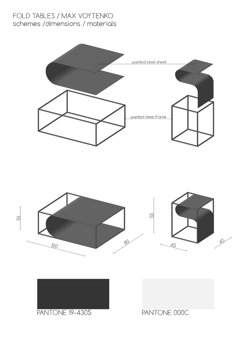 FOLD TABLES mobilier courbé par Max Voytenko